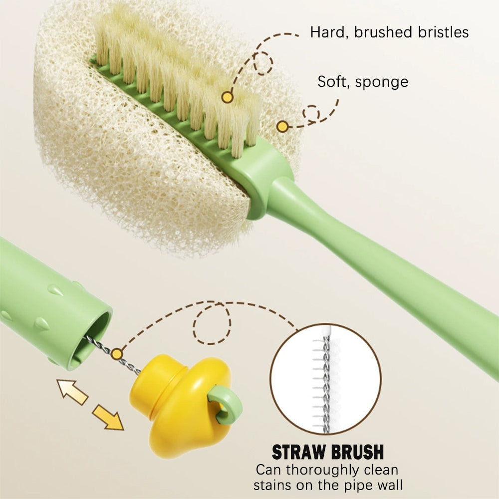 GentleBottle Long Handle Sponge Cup Brush(3-Pack) - Deep Cleaning for Bottles, Glasses & Mugs
